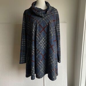 John Mark Plaid Cowl Neck Tunic in Size 1X